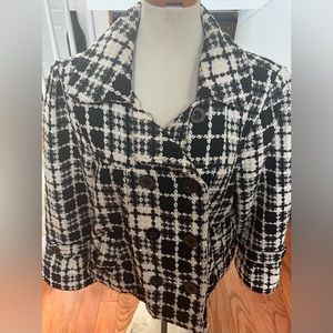 Women’s wool houndstooth double breasted cropped jacket